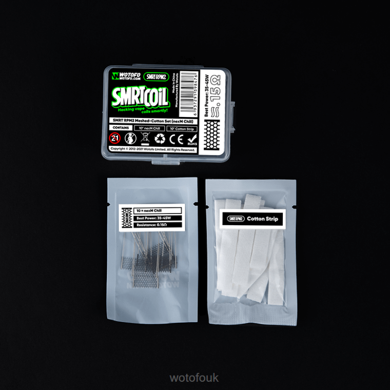 N2JLX366 - WOTOFO vape pods Wotofo SMRT RPM2 MESH-COTTON SET NEXMESH TURBO