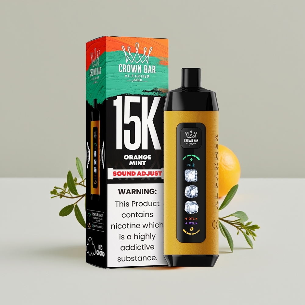 Al Fakher 15K Ice Adjust Clouds Disposable Device Orange Mint – 15000 Puffs, 22mL, Mesh Coil