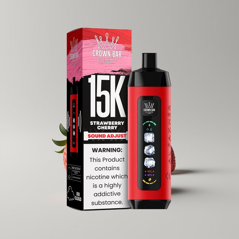 Al Fakher 15k Ice Adjust Clouds Disposable Device Strawberry Cherry – 15000 Puffs, 22mL E-Liquid, Mesh Coil