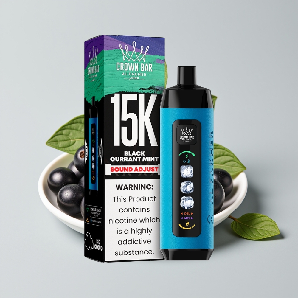 Al Fakher Adjust Clouds 15K Disposable Device Blackcurrant Mint with LED Display & Mesh Coil