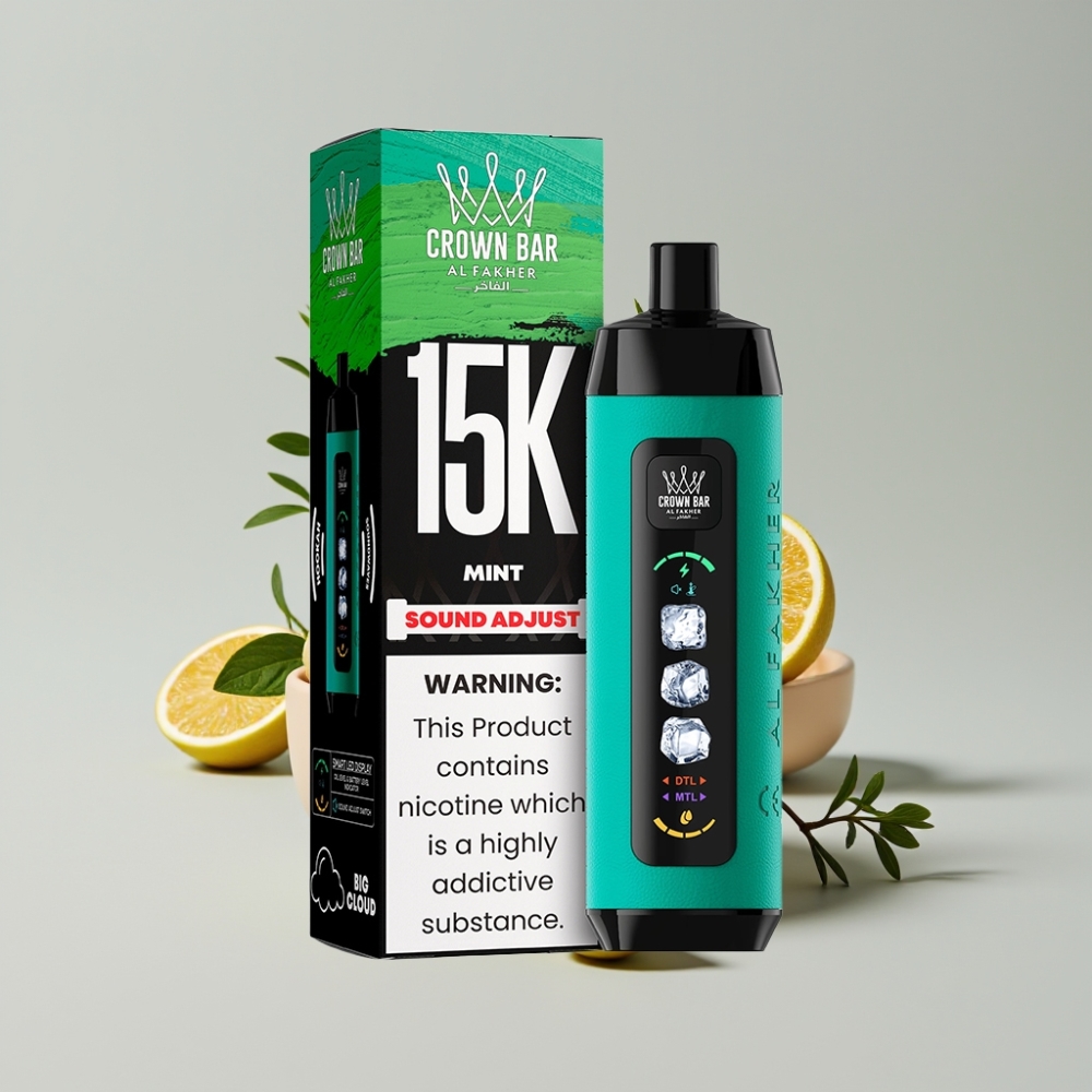 Al Fakher Adjust Clouds 15K Disposable Device Mint with LED Display & Mesh Coil