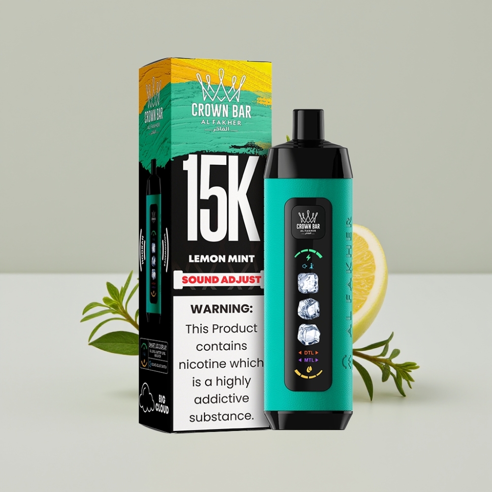 Al Fakher Adjust Clouds 15K Ice Disposable Device Lemon Mint with LED Display & Mesh Coil