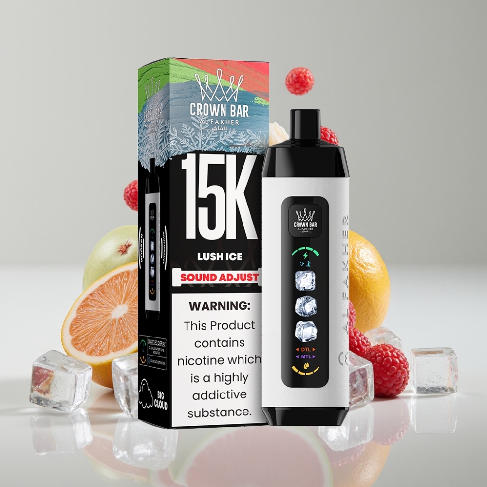 Al Fakher Ice Adjust 15K Disposable Device Lush Ice with LED Display & Mesh Coil