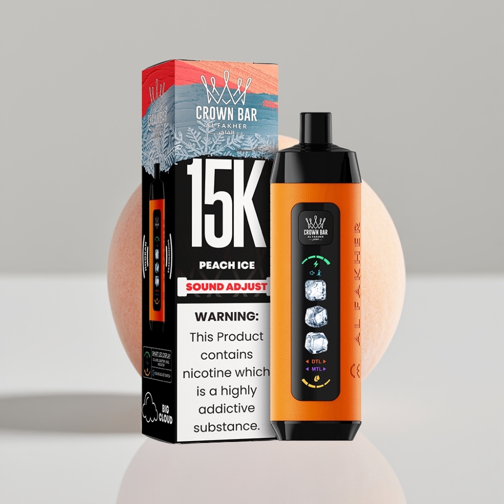 Al Fakher Ice Adjust 15K Peach Ice Disposable Device with LED Display & Mesh Coil