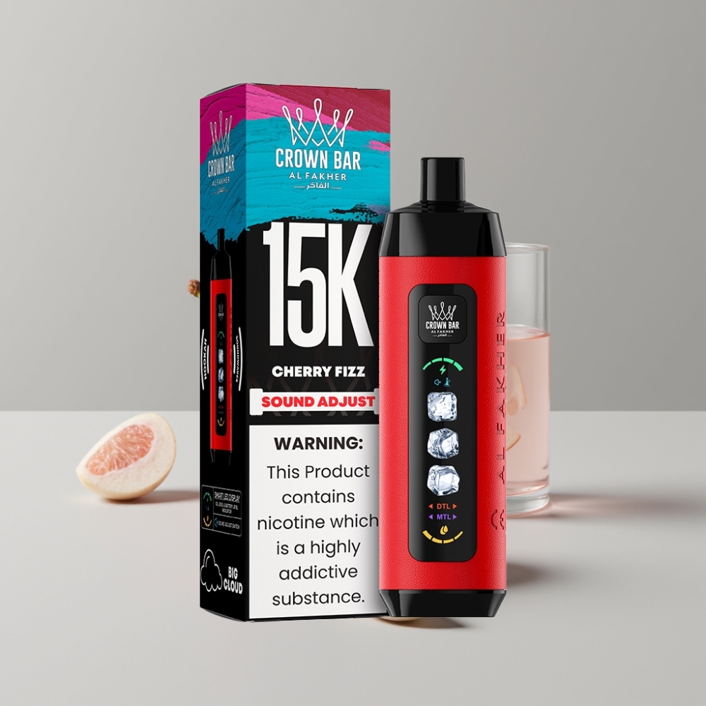 Al Fakher Ice Adjust 15K Puffs Disposable Device Cherry Fizz LED Display Type-C