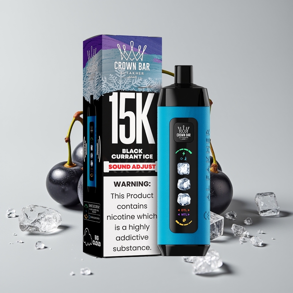 Al Fakher Ice Adjust Clouds 15K Disposable Device Blackcurrant Ice with LED Display & Mesh Coil