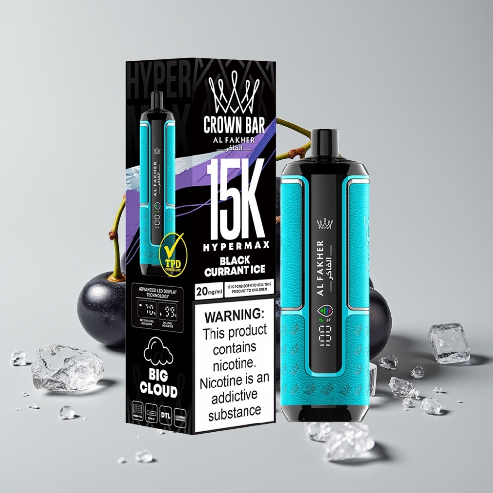 Al Fakher Crown Bar 15K Hypermax Blackcurrant Ice 22ml Disposable Vape