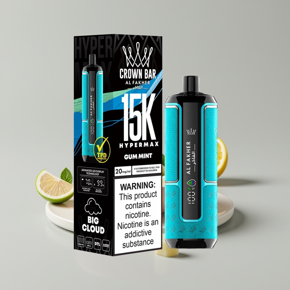 Al Fakher Crown Bar 15K Hypermax DTL Disposable Vape Kit Gum Mint