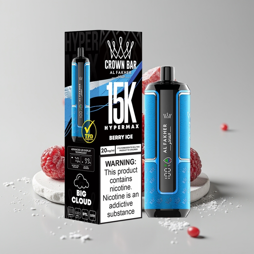 Al Fakher Crown Bar 15K Hypermax Disposable Vape Kit Berry Ice 22ml 600mAh