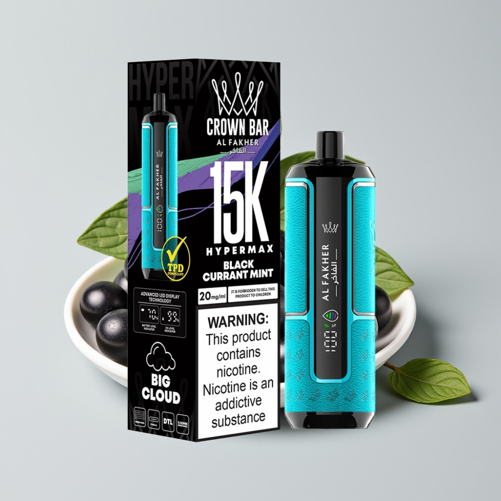 Al Fakher Crown Bar 15K Hypermax Disposable Vape Kit Blackcurrant Mint 22ml