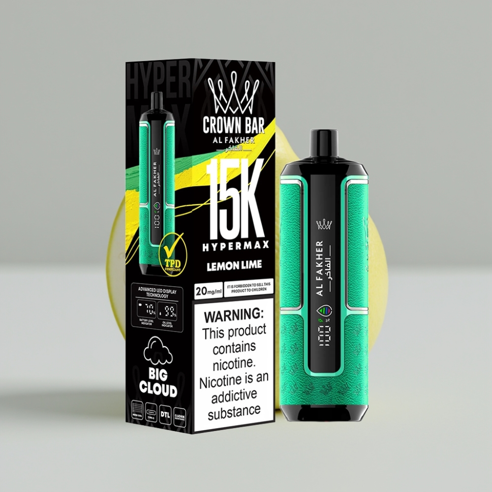 Al Fakher Crown Bar 15K Hypermax Disposable Vape Kit Lemon Lime 22ml 600mAh