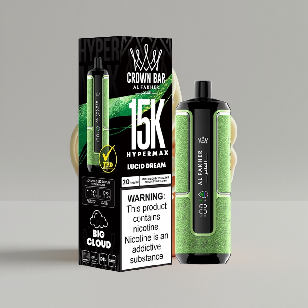 Al Fakher Crown Bar 15K Hypermax Disposable Vape Kit Lucid Dream 22ml 600mAh