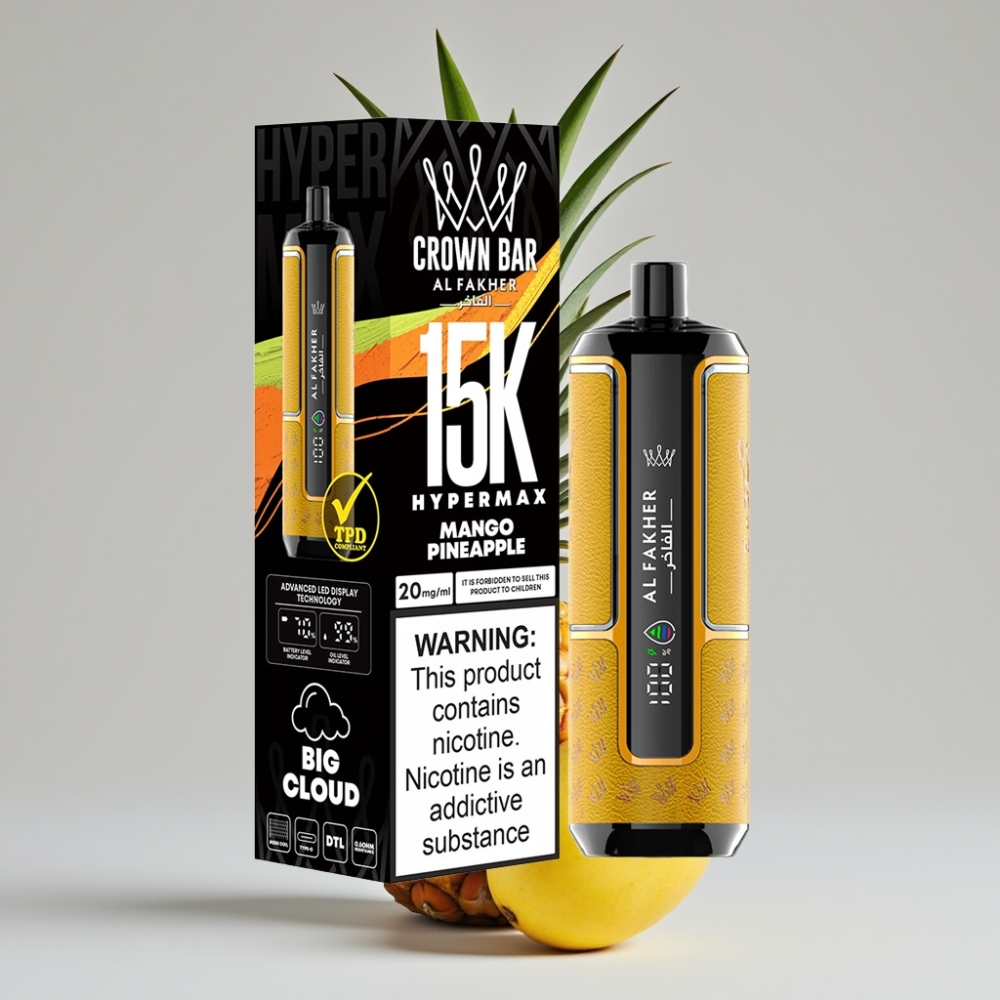 Al Fakher Crown Bar 15K Hypermax Disposable Vape Kit Mango Pineapple 22ml 600mAh
