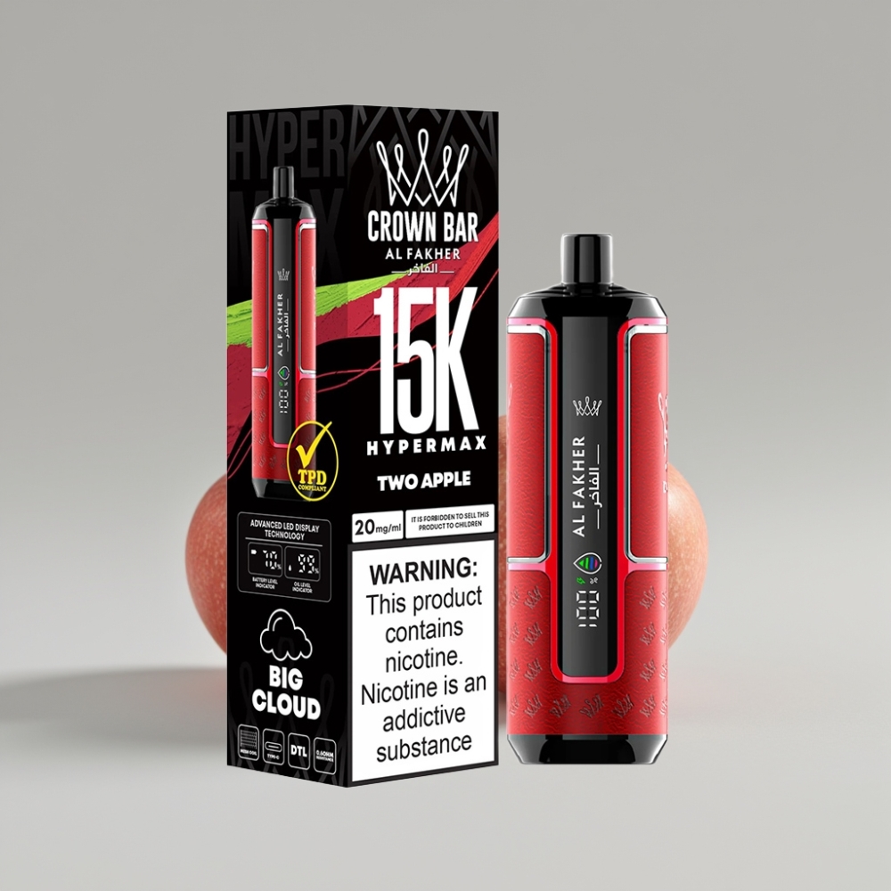 Al Fakher Crown Bar 15K Hypermax Disposable Vape Kit Two Apple 22ml 600mAh