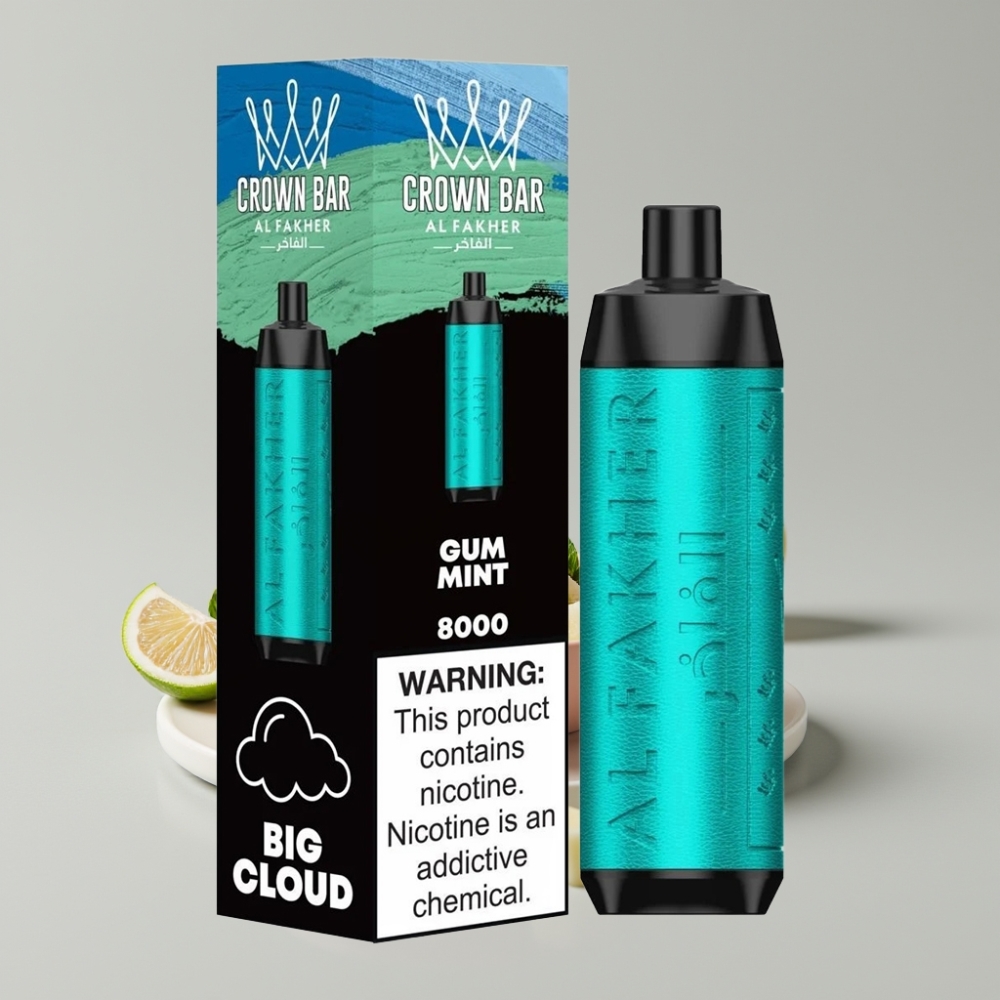 Al Fakher Crown Bar 8000 Crystal Disposable Vape Gum Mint 18ml USB-C