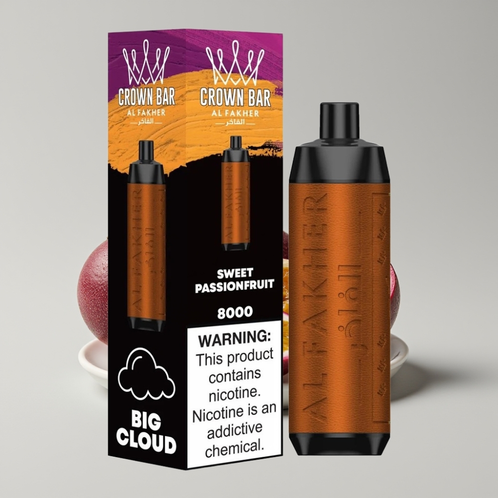 Al Fakher Crown Bar 8000 Crystal Disposable Vape Sweet Passionfruit 18mL 5mg