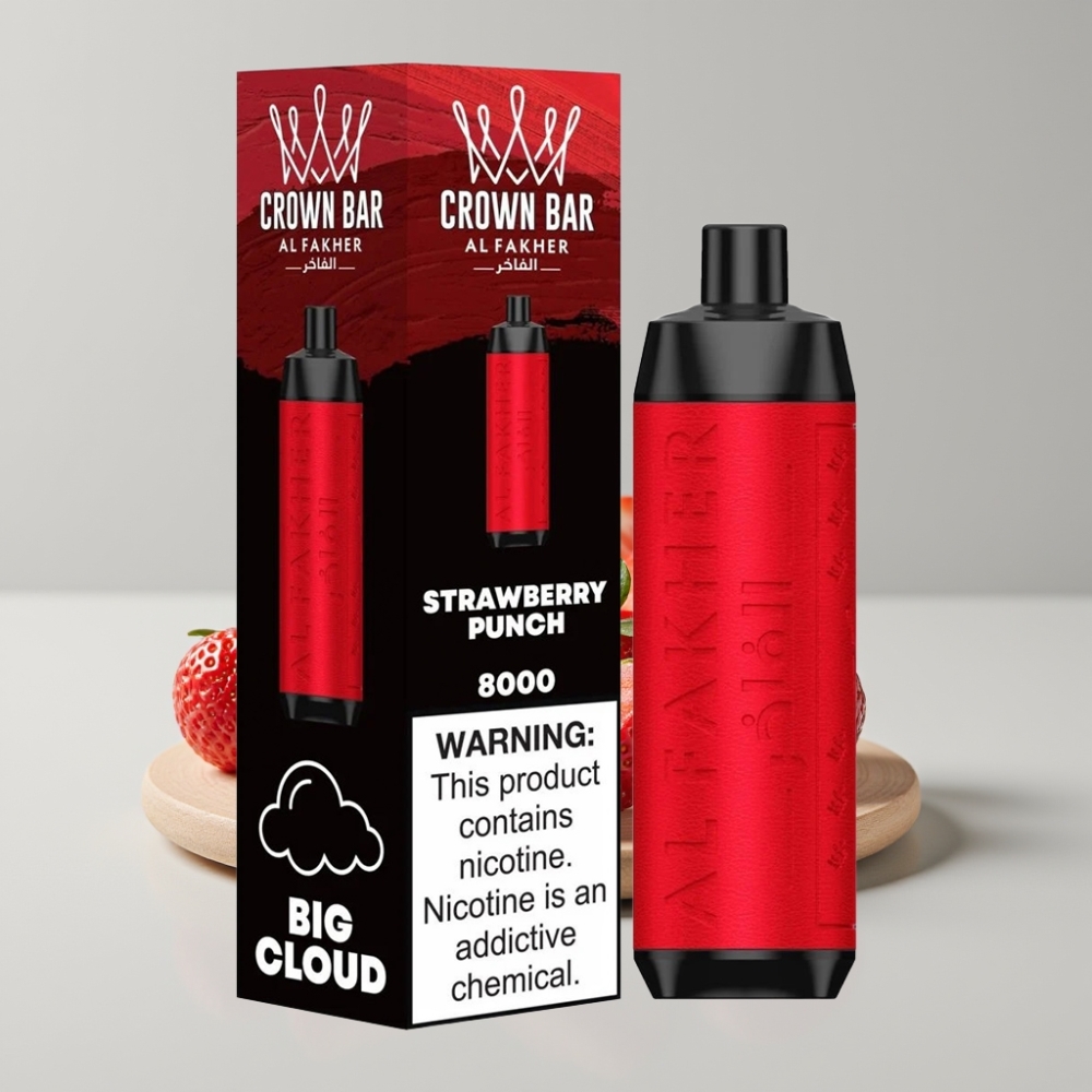 Al Fakher Crown Bar 8000 Crystal Strawberry Punch Disposable Vape with USB-C & 18mL