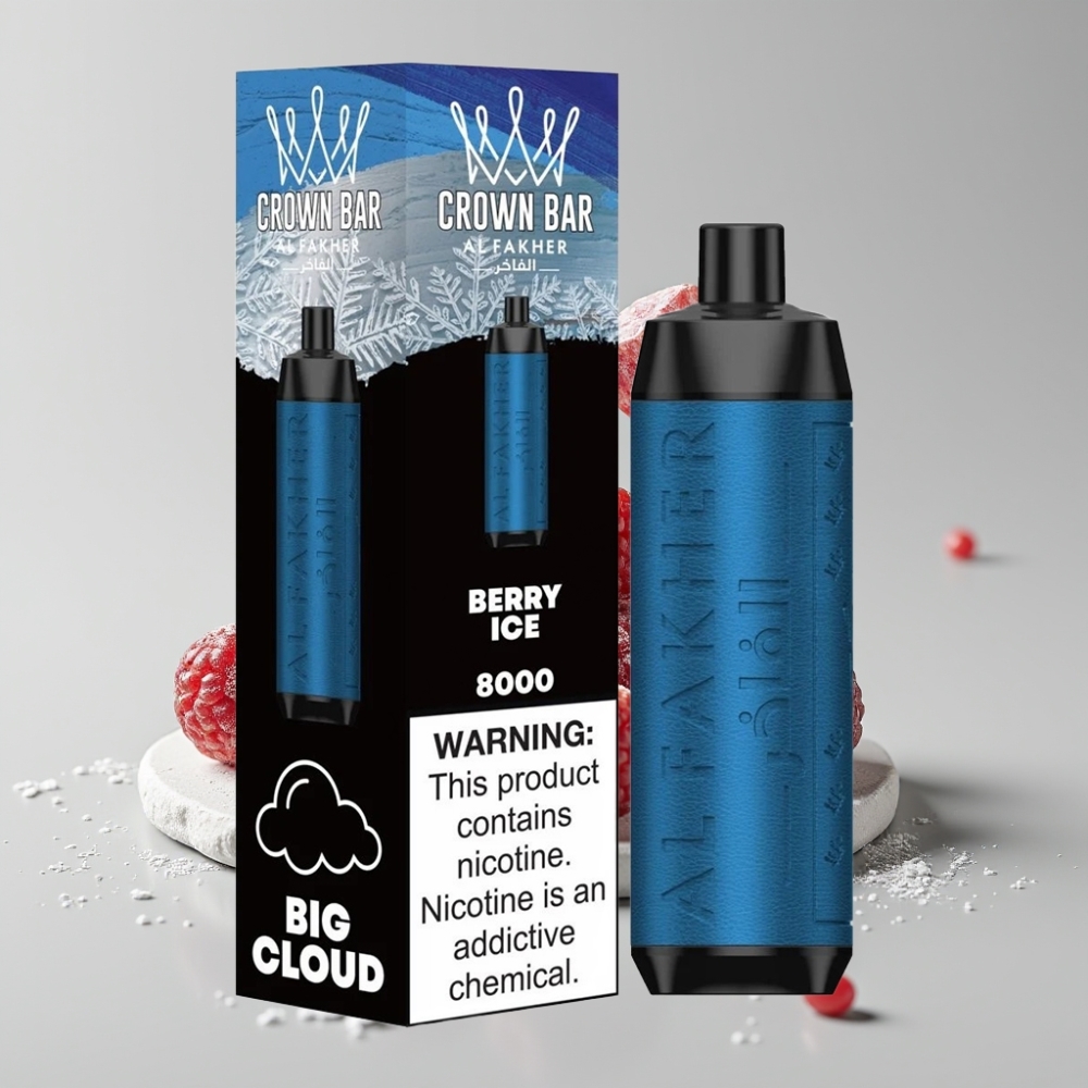Al Fakher Crown Bar 8000 Disposable Vape Berry Ice 18mL 5mg Nicotine