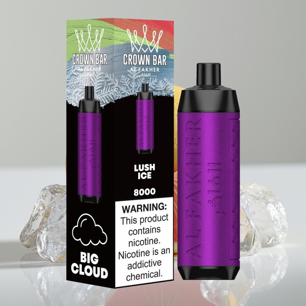 Al Fakher Crown Bar 8000 Disposable Vape Ice Lush - 18mL, 5mg Nicotine, USB-C