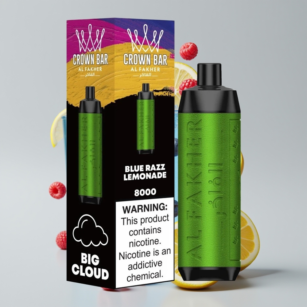 Al Fakher Crown Bar 8000 Puffs Crystal Disposable Vape Blue Razz Lemonade 18ml