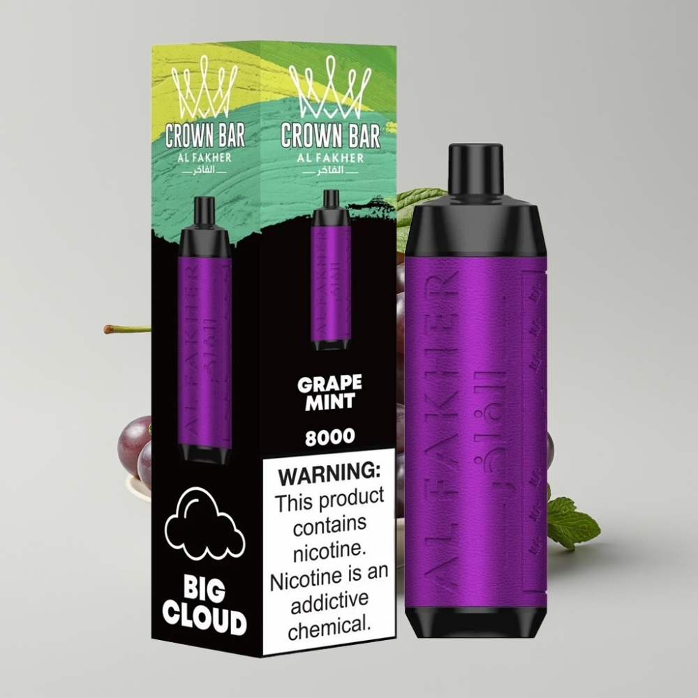 Al Fakher Crown Bar 8000 Puffs Crystal Disposable Vape Grape Mint 18mL