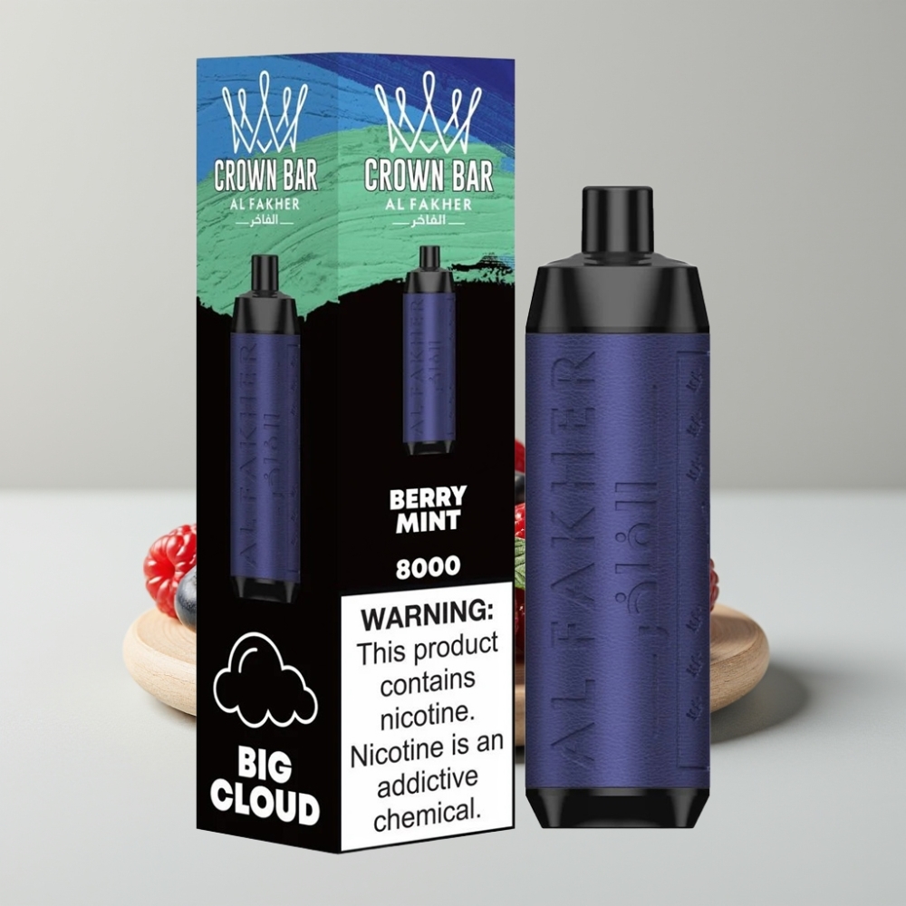 Al Fakher Crown Bar 8000 Puffs Disposable Vape Berry Mint 18mL 5mg Nicotine