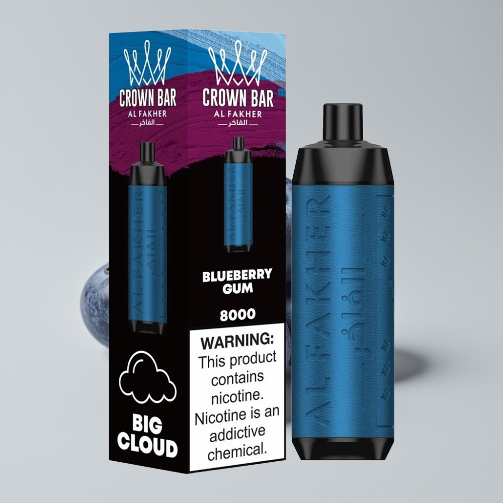 Al Fakher Crown Bar 8000 Puffs Disposable Vape Blueberry Gum 18mL 5mg