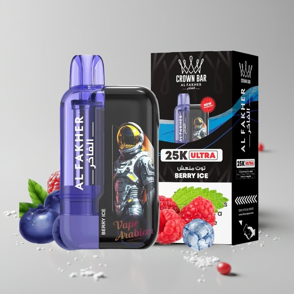 Al Fakher Crown Bar Ultra 25K Disposable Vape Berry Ice with LED Display & Mesh Coil