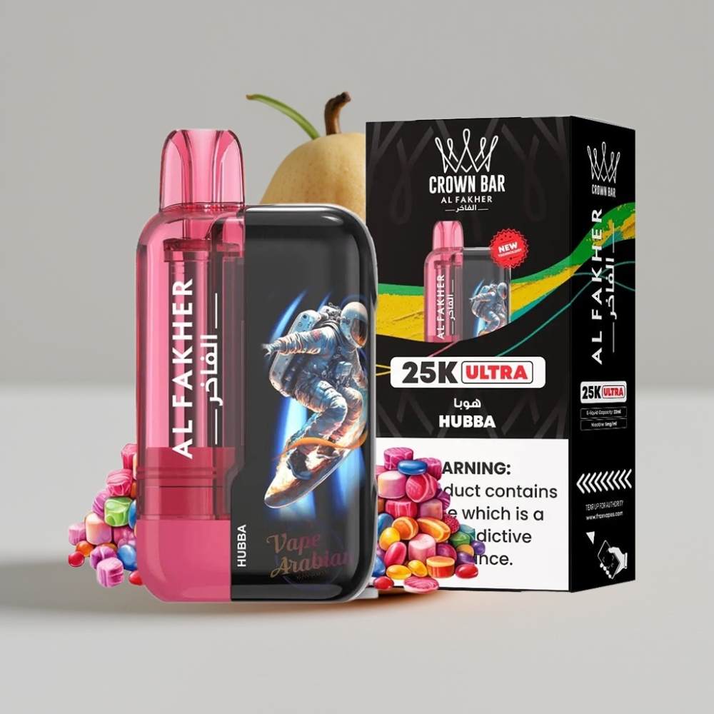 Al Fakher Crown Bar Ultra 25K Disposable Vape Hubba with LED Display & Mesh Coil