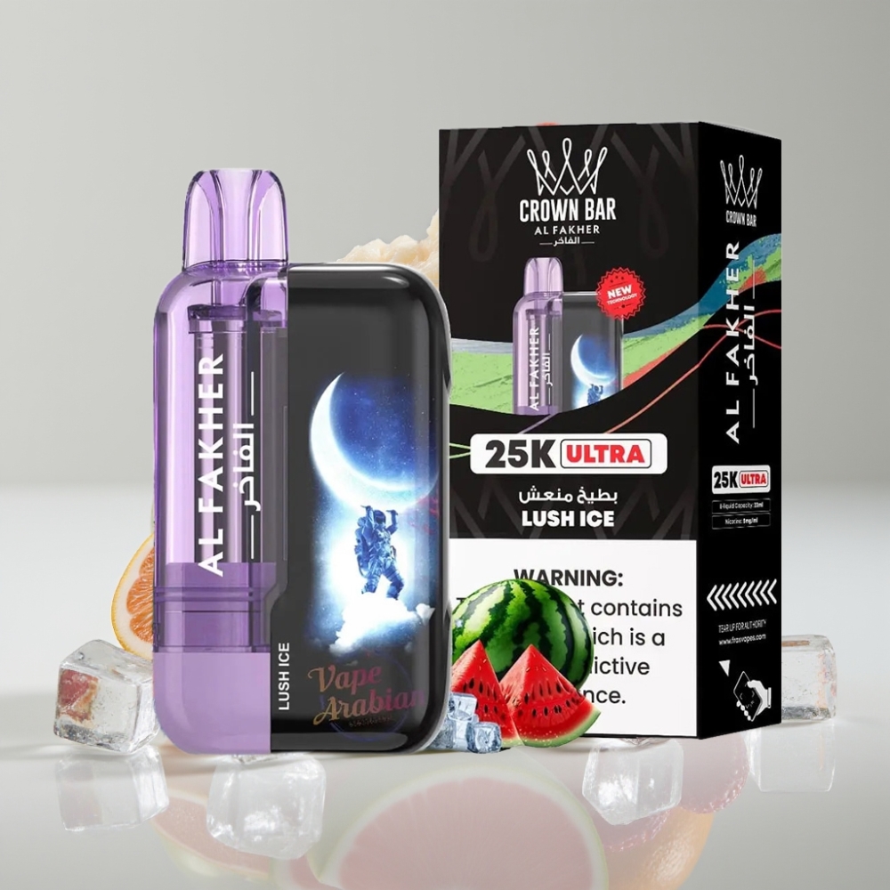 Al Fakher Crown Bar Ultra 25K Disposable Vape Lush Ice with LED Display & Mesh Coil