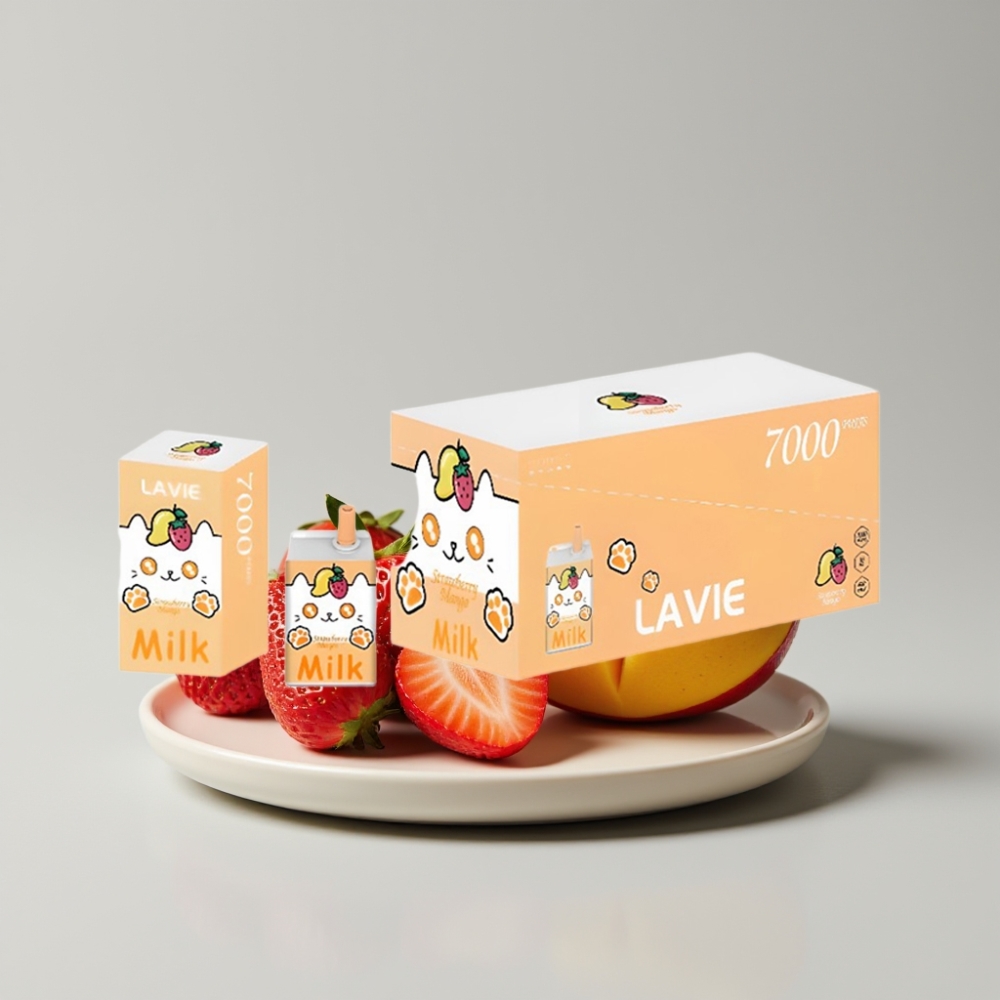 LAVIE Milk 7000 Puffs Strawberry Mango Disposable Vape – 16ML E-liquid, Type C Rechargeable