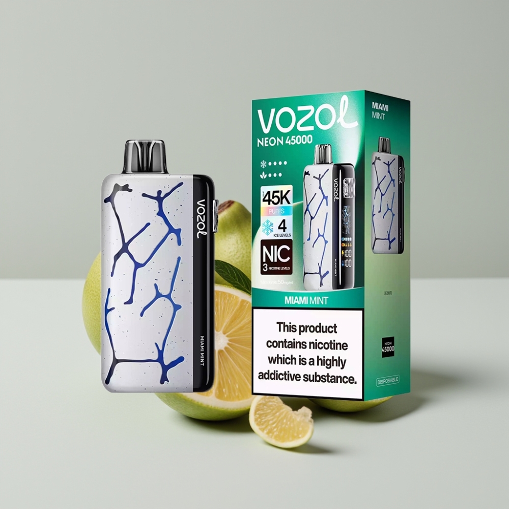 Vozol Neon 45000 Puffs Adjustable Ice Airflow Disposable Vape Miami Mint