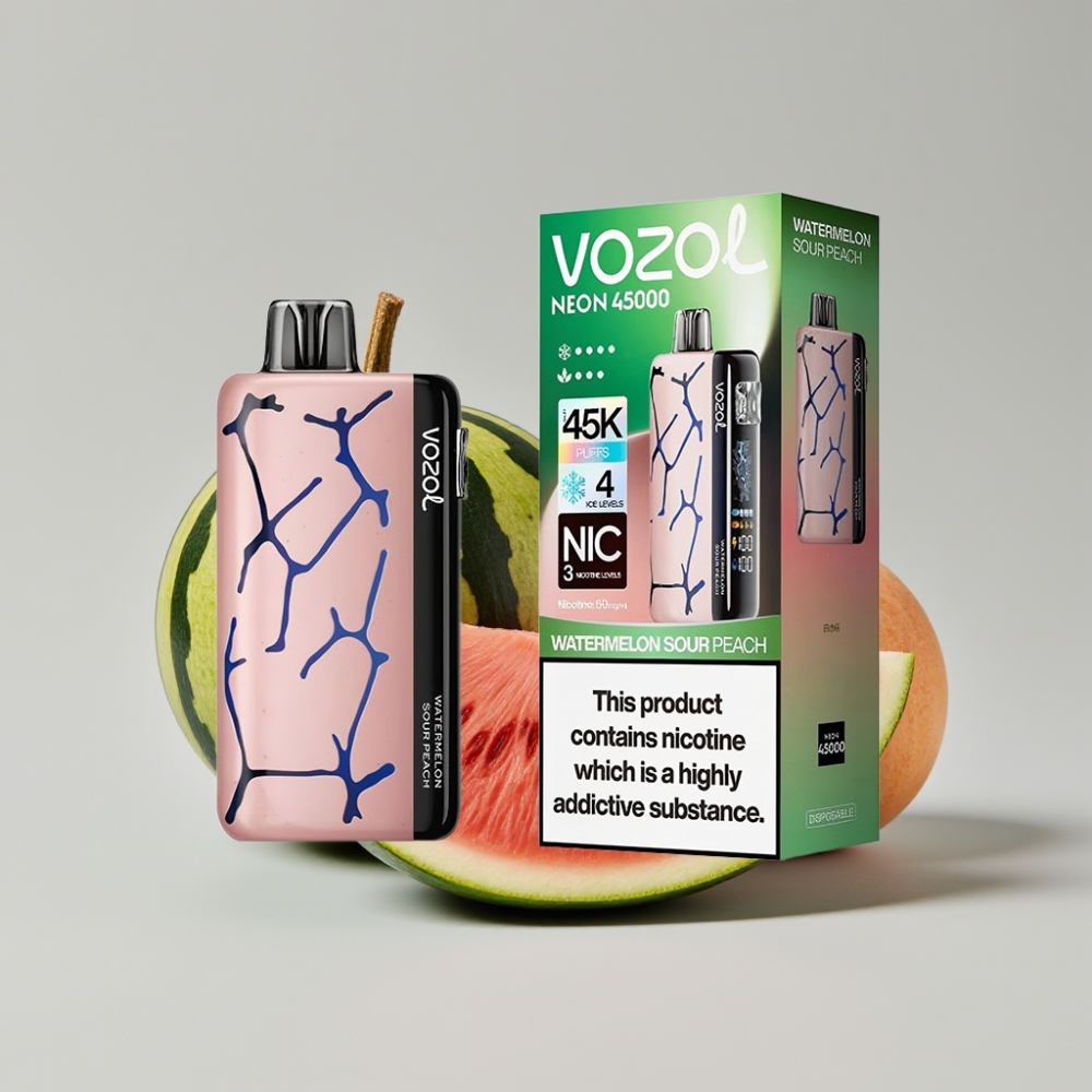 Vozol Neon 45000 Puffs Adjustable Ice Airflow Disposable Vape Watermelon Sour Peach