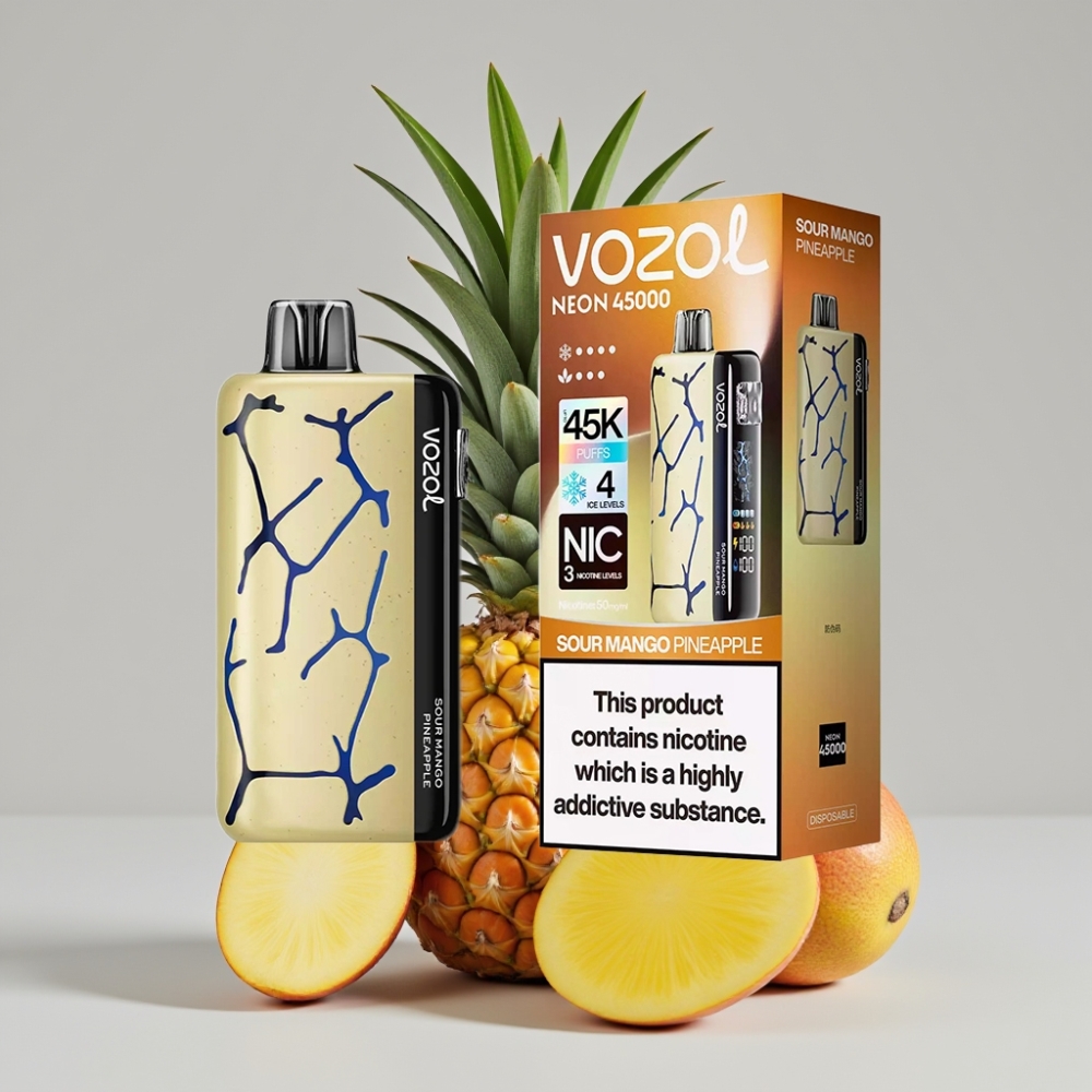 Vozol Neon 45000 Puffs Disposable Vape Adjustable Ice & Airflow Sour Mango Pineapple