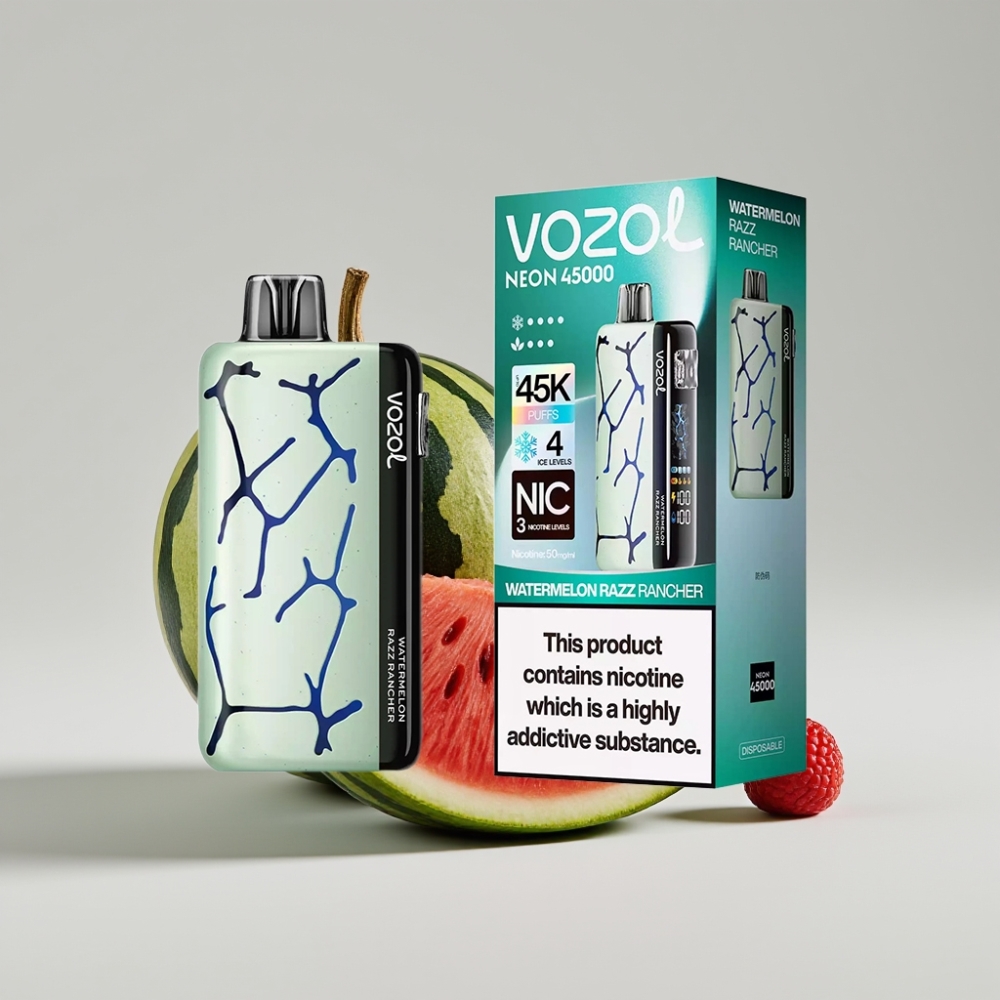 Vozol Neon 45K 45000 Puffs Adjustable Airflow Watermelon Razz Rancher Disposable Vape