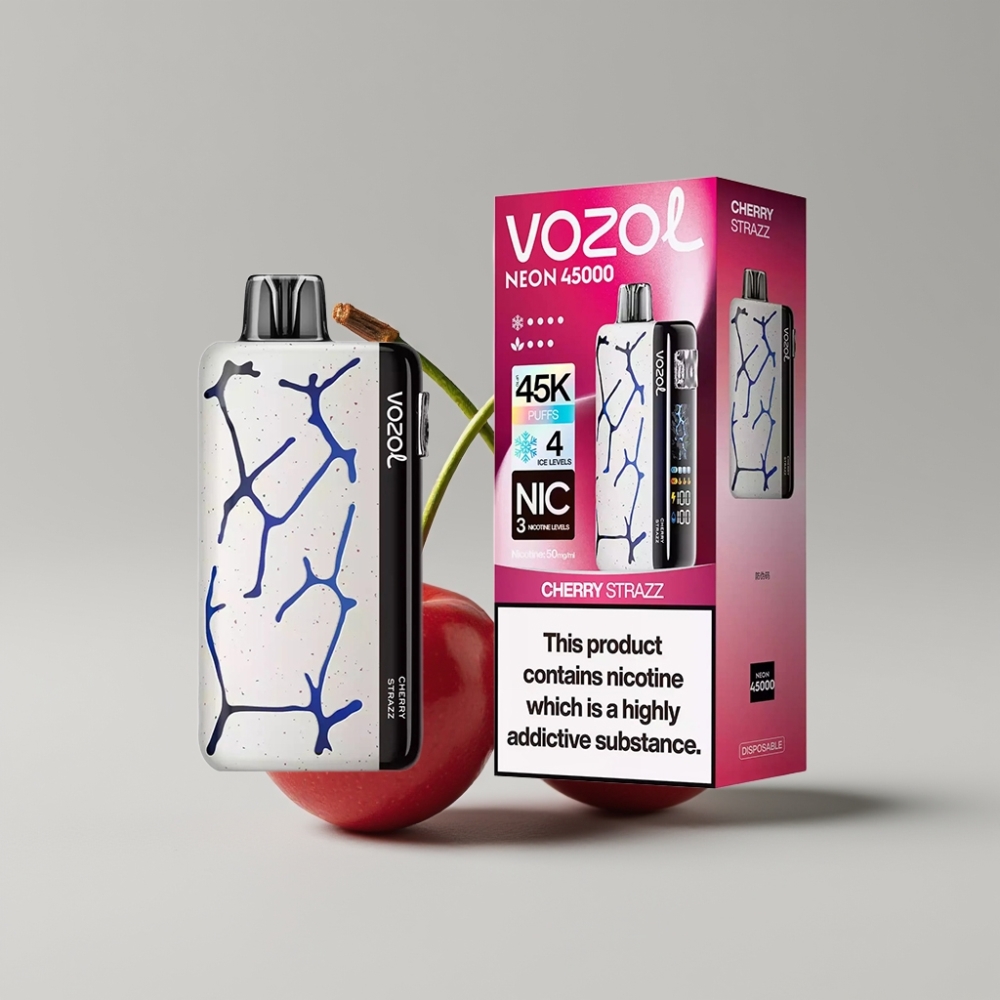 Vozol Neon 45K 45000 Puffs Adjustable Ice Airflow Disposable Vape Cherry Strazz