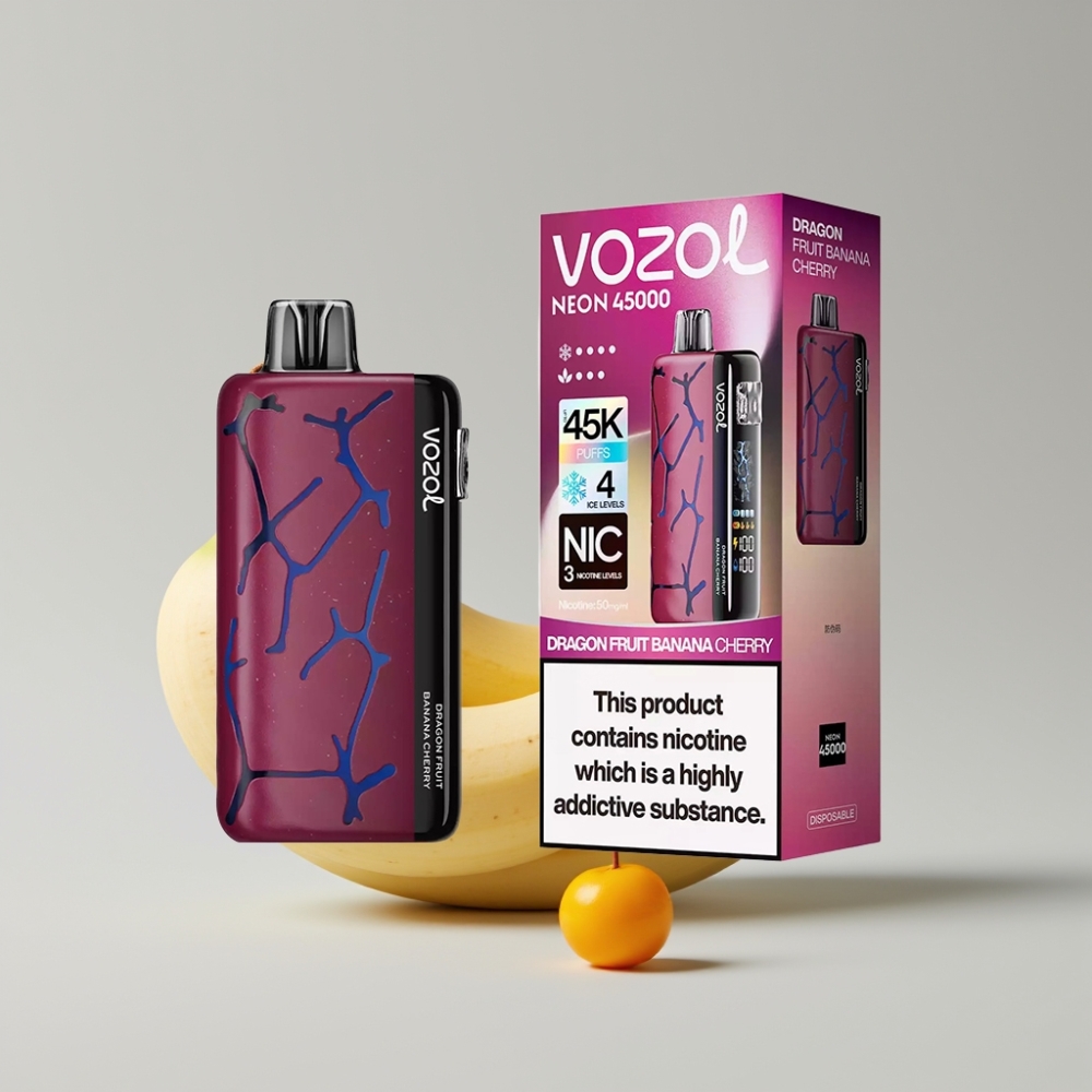 Vozol Neon 45K 45000 Puffs Adjustable Ice Airflow Disposable Vape Dragon Fruit Banana Cherry