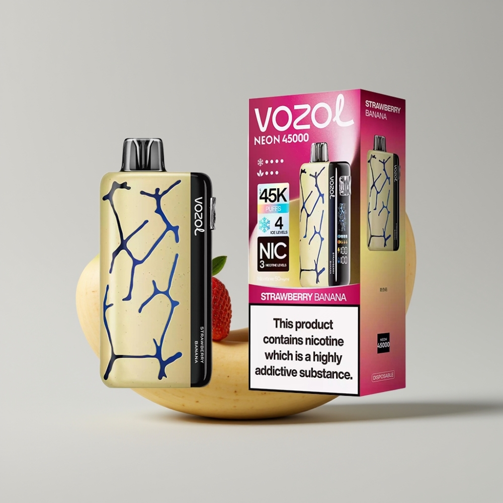 Vozol Neon 45K 45000 Puffs Adjustable Ice Airflow Disposable Vape Strawberry Banana