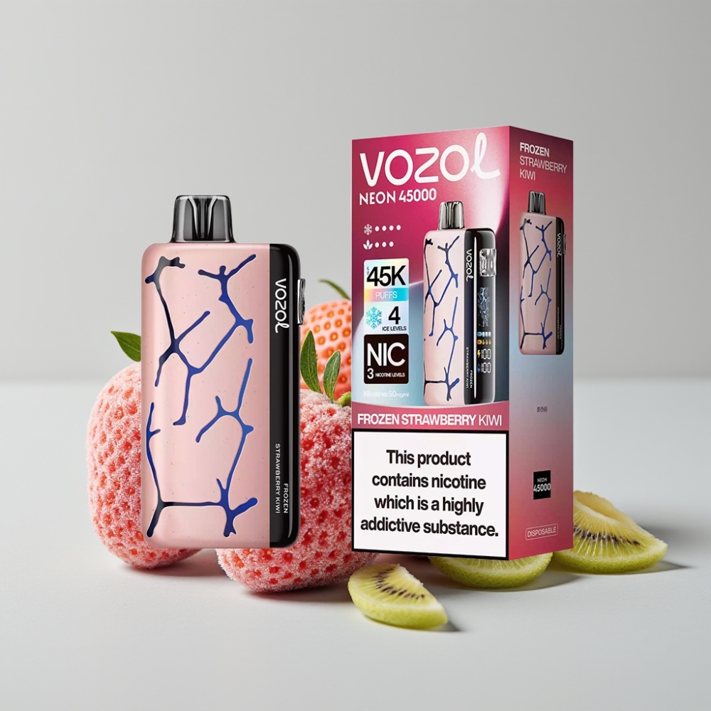 Vozol Neon 45K 45000 Puffs Adjustable Ice & Airflow Frozen Strawberry Kiwi Disposable Vape
