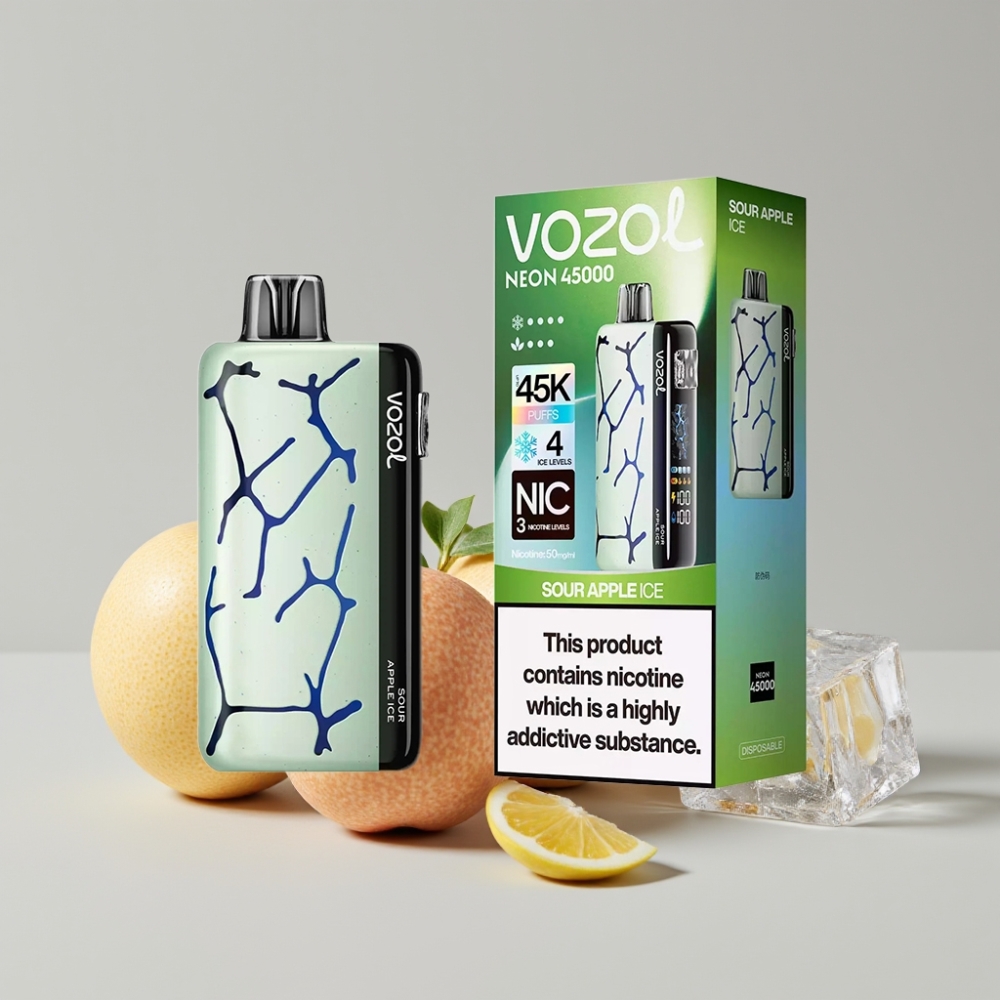 Vozol Neon 45K 45000 Puffs Sour Apple Ice Adjustable Ice Airflow Disposable Vape