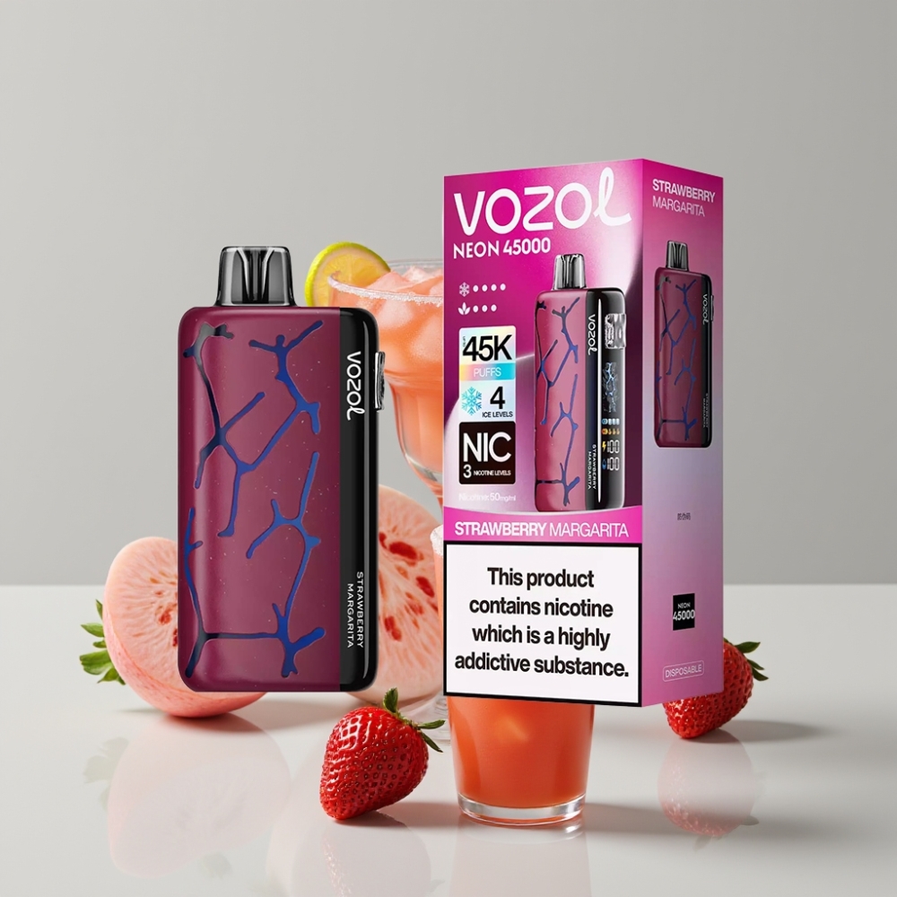Vozol Neon 45K Strawberry Margarita 45000 Puffs Adjustable Ice Airflow Disposable Vape
